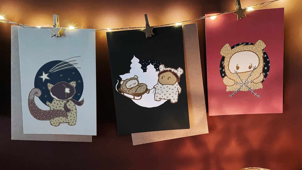 Karte Catching Snowflakes