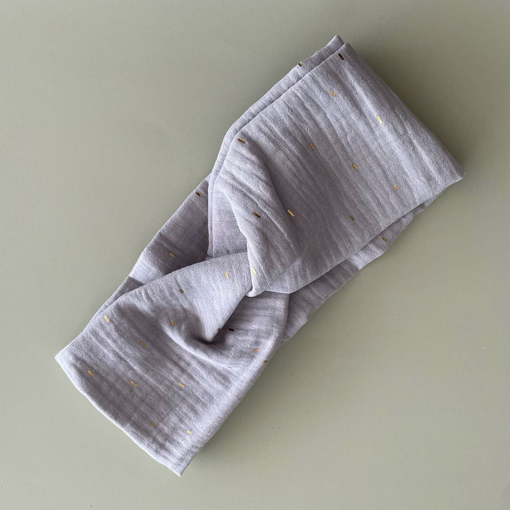 knotenstirnband shine light grey musselin studio umaer