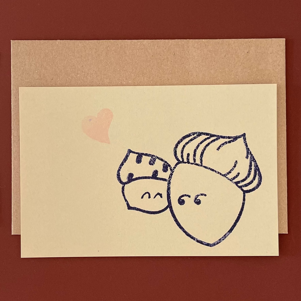 postkarte acorn love 