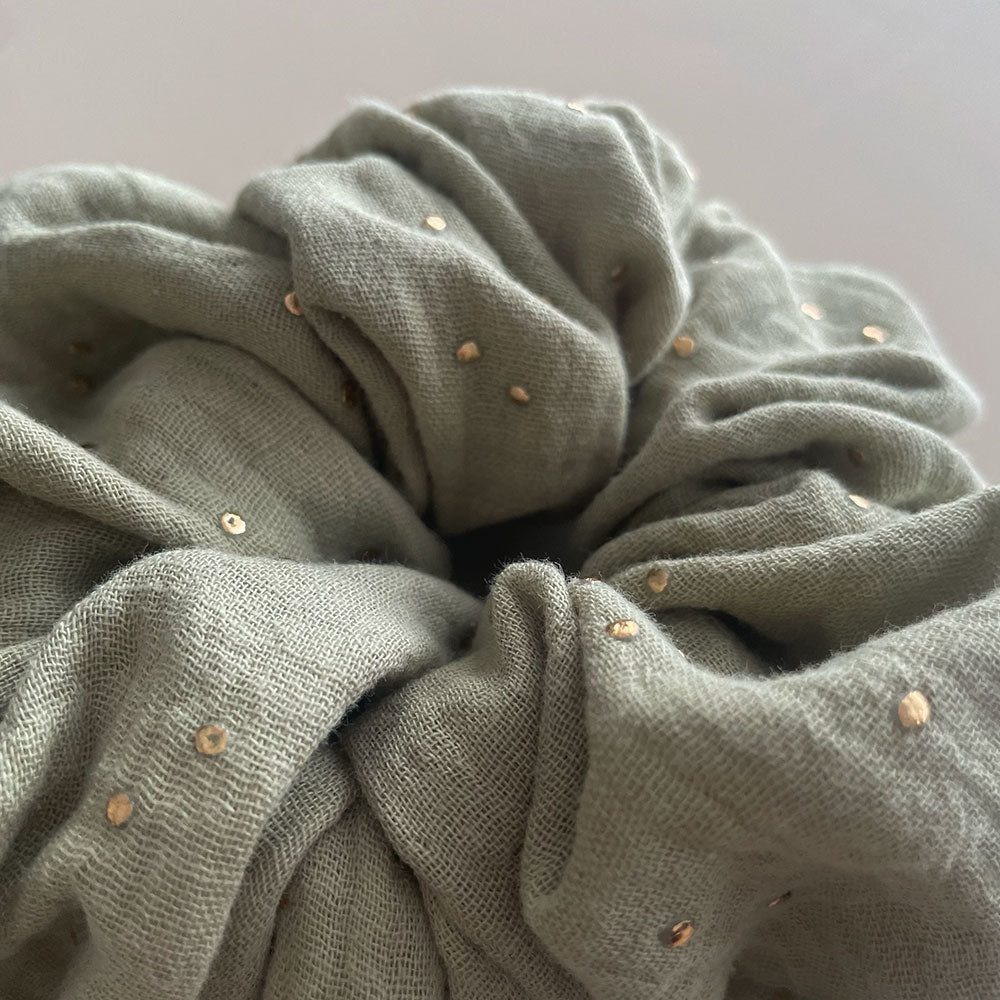 Scrunchie Jumbo Sage Gold