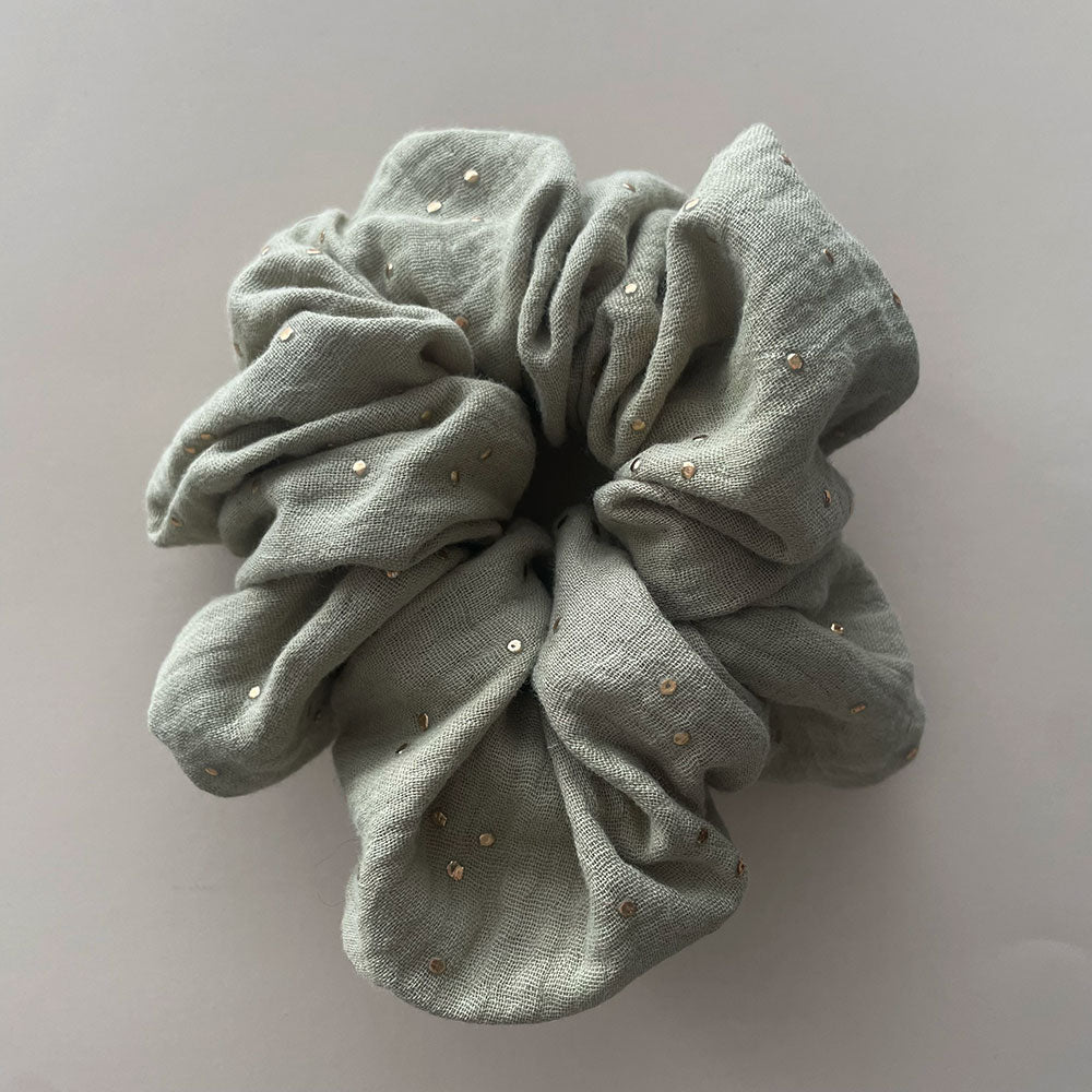 Scrunchie Jumbo Sage Gold